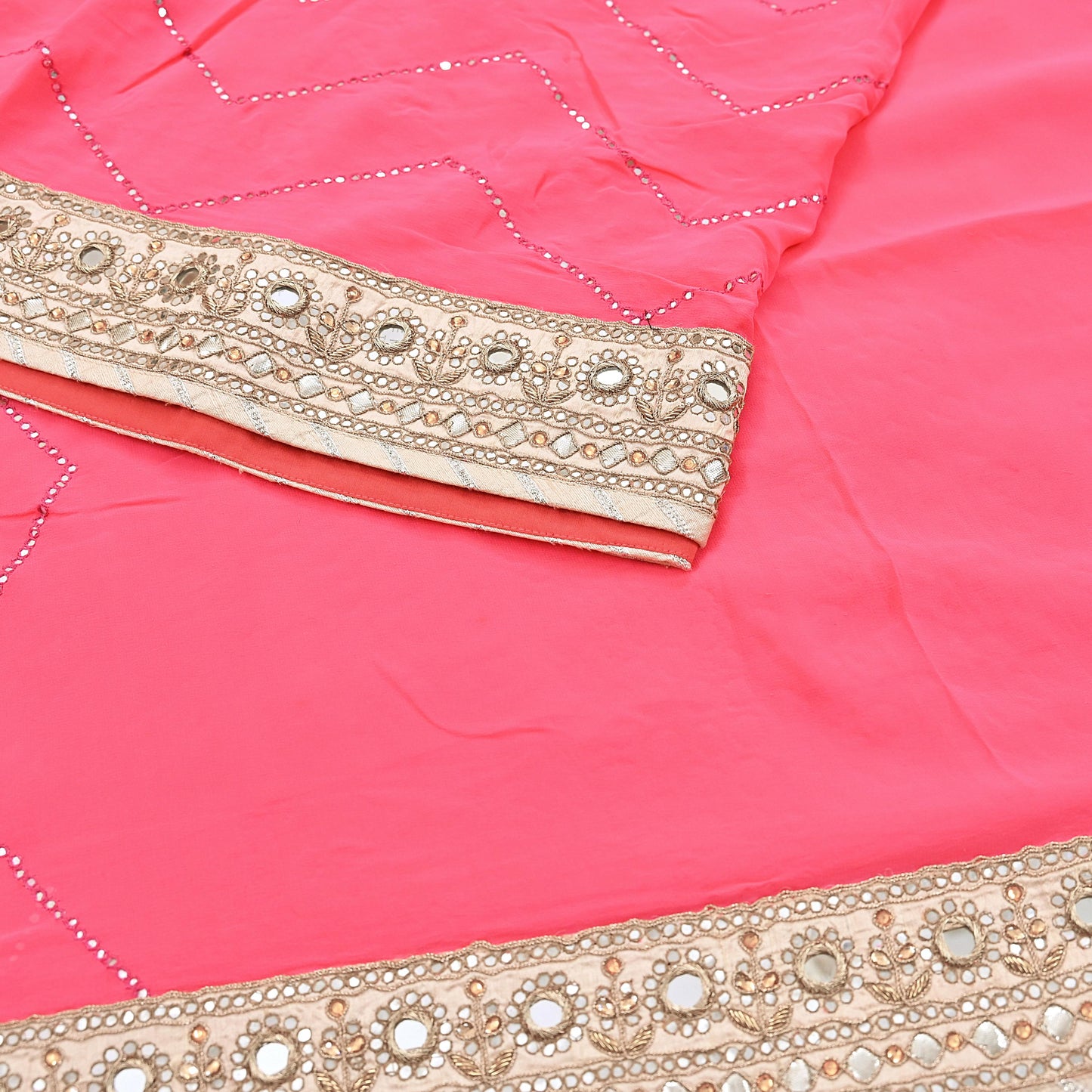 Rare Vintage Pink Pure Georgette Silk Saree Hand Embroidered Designer Abu Jani Sari 6 Yard Bollywood Party Wear with Blouse fabric