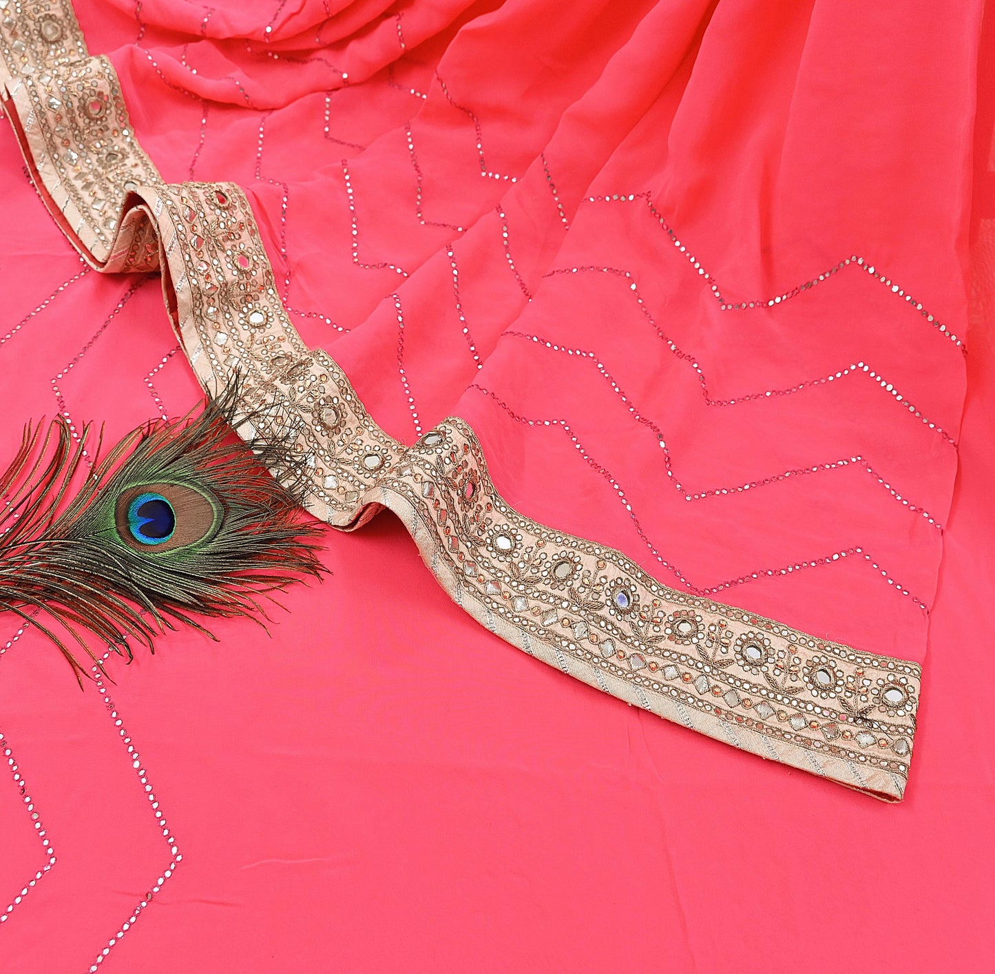 Rare Vintage Pink Pure Georgette Silk Saree Hand Embroidered Designer Abu Jani Sari 6 Yard Bollywood Party Wear with Blouse fabric
