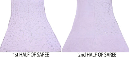 Rare Vintage Purple Pure Silk Saree Hand Beaded Abu Jani Designer Sari 5.5 Yards Bollywood Party Wear Ethnic