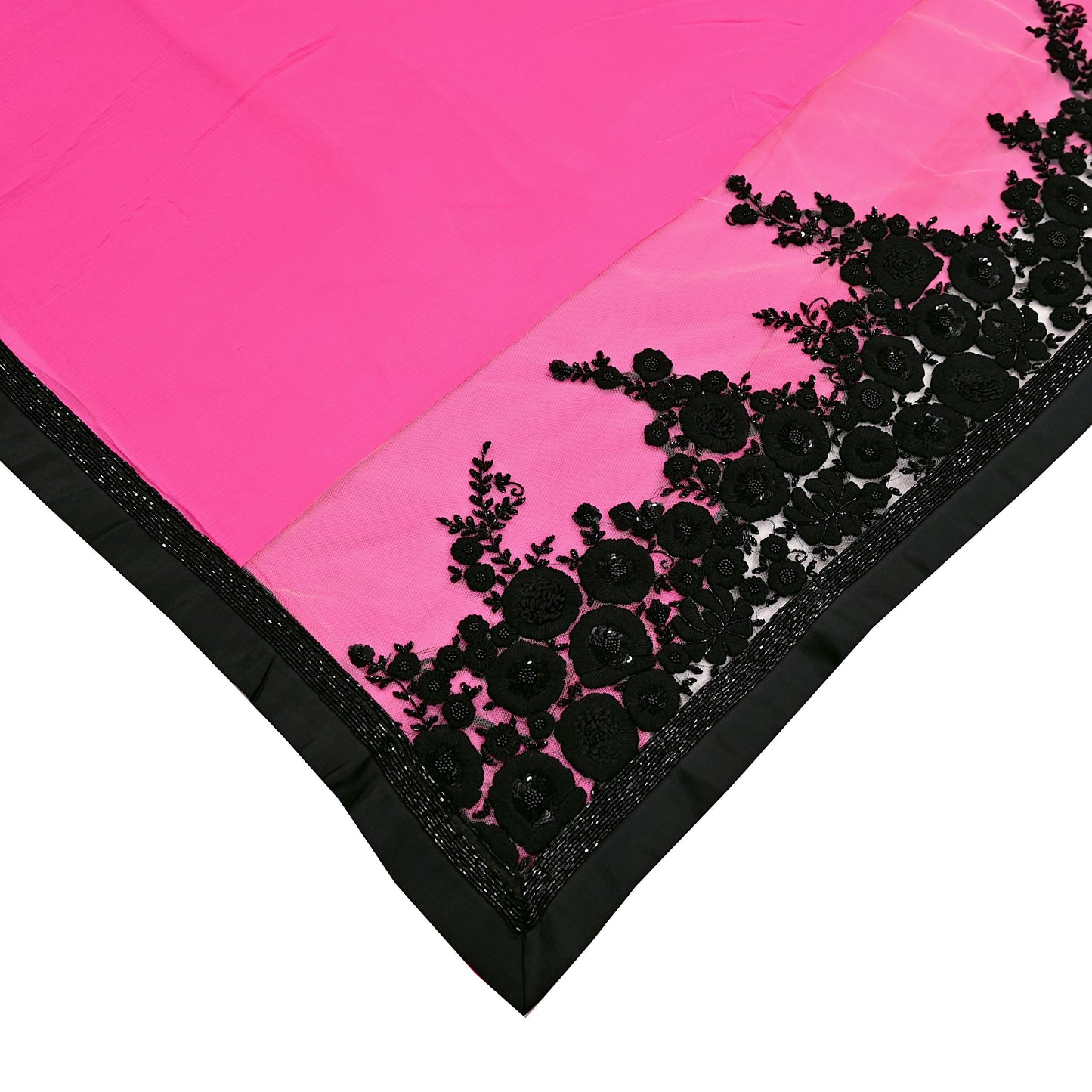 Rare Vintage Pink Pure Chiffon Silk Saree Hand Beaded Abu Jani Designer Sari 6 Yards Bollywood Party Wear Ethnic