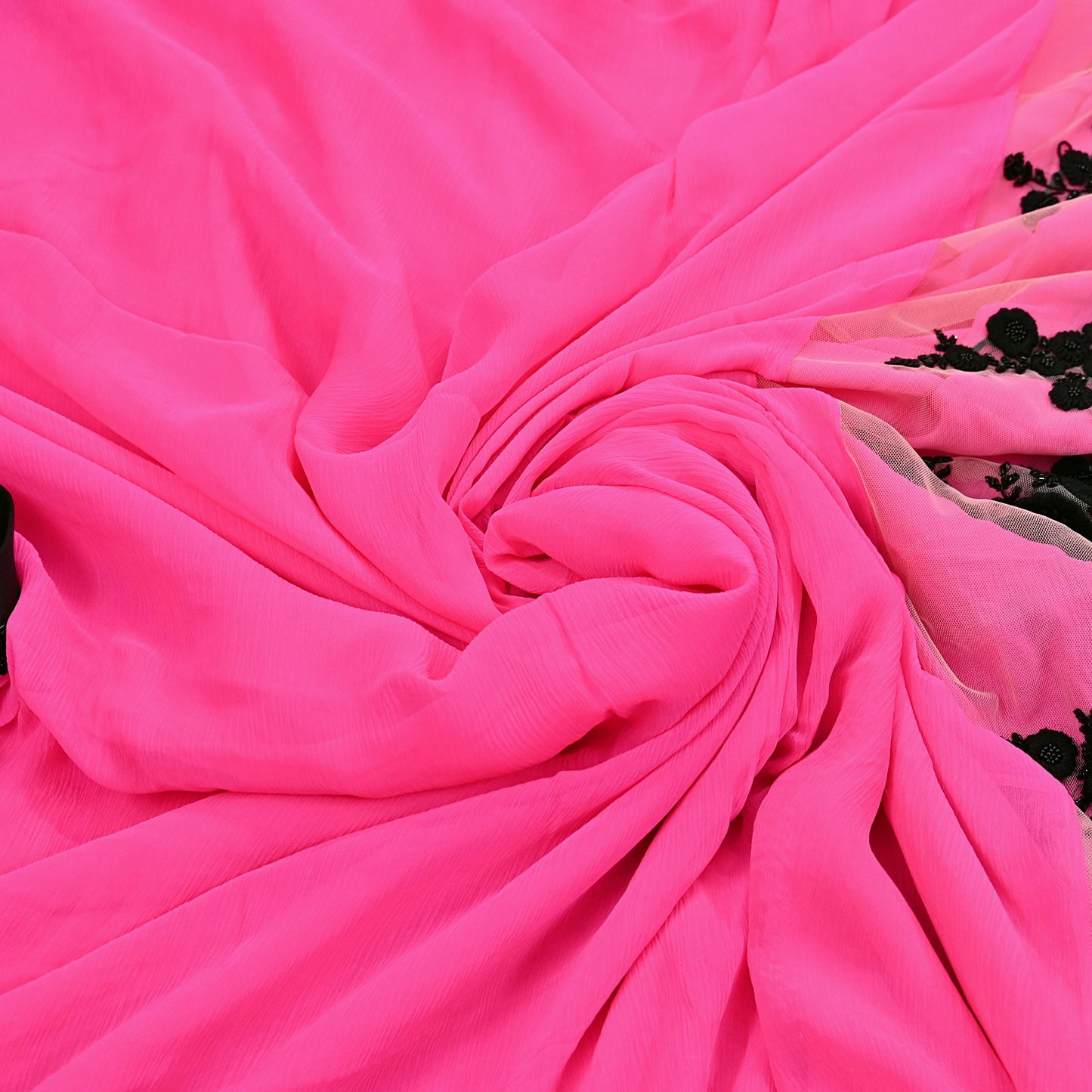 Rare Vintage Pink Pure Chiffon Silk Saree Hand Beaded Abu Jani Designer Sari 6 Yards Bollywood Party Wear Ethnic