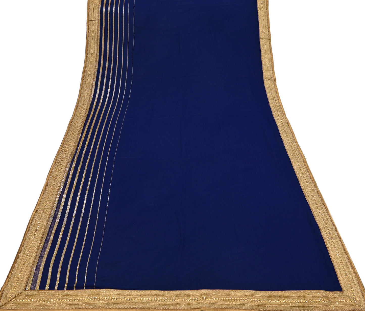 Rare Blue Georgette Silk Saree Zardozi Hand Embroidered Designer Sabyasachi Sari 6 Yard Bollywood Party Wear