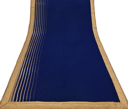 Rare Blue Georgette Silk Saree Zardozi Hand Embroidered Designer Sabyasachi Sari 6 Yard Bollywood Party Wear