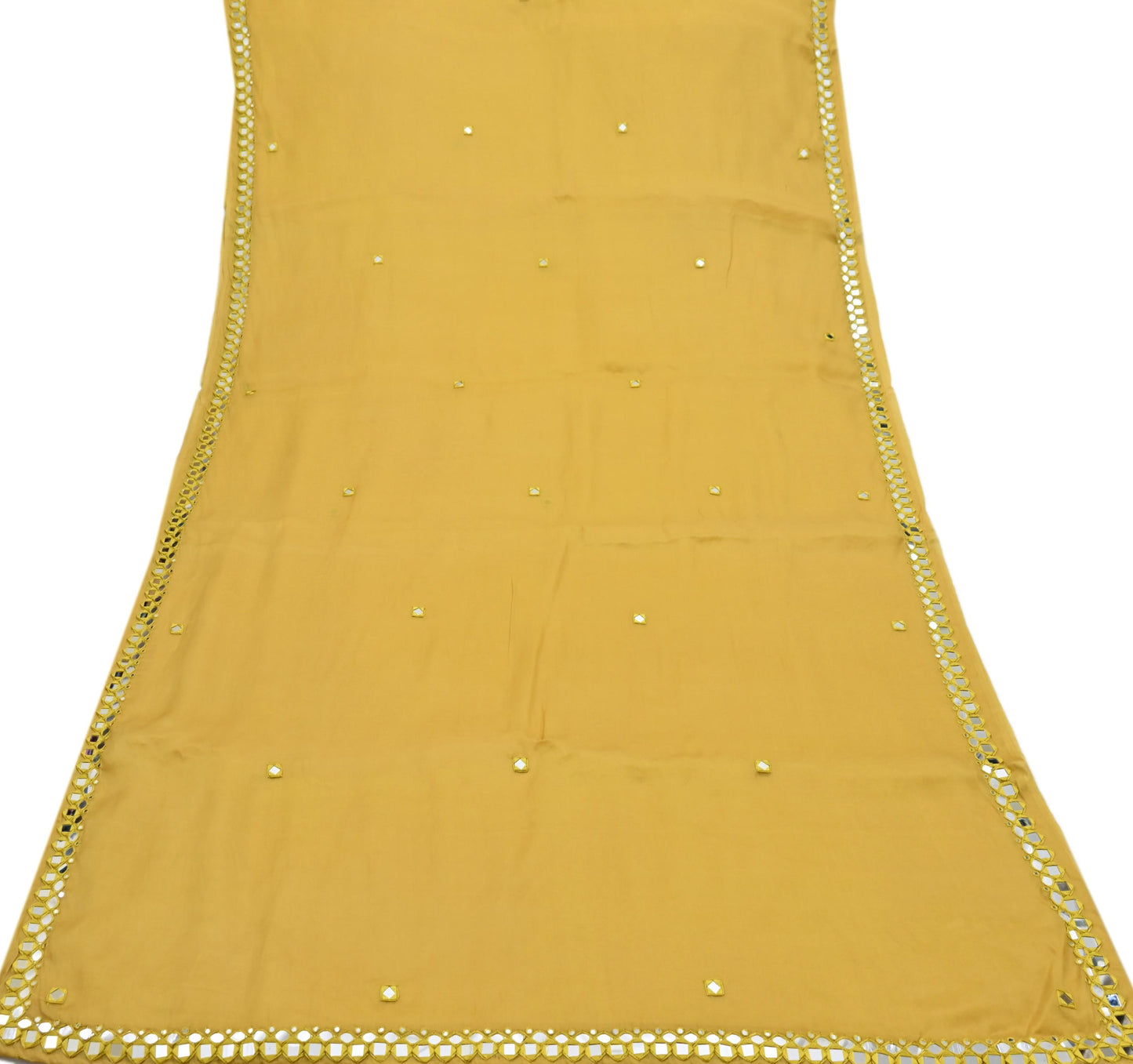 Rare Vintage Mustard Pure Organza Silk Saree Zardozi Hand Embroidered Designer Abu Jani Sari 5.5 Yard Bollywood Party Wear
