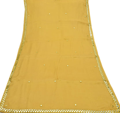Rare Vintage Mustard Pure Organza Silk Saree Zardozi Hand Embroidered Designer Abu Jani Sari 5.5 Yard Bollywood Party Wear