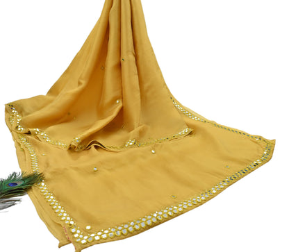 Rare Vintage Mustard Pure Organza Silk Saree Zardozi Hand Embroidered Designer Abu Jani Sari 5.5 Yard Bollywood Party Wear