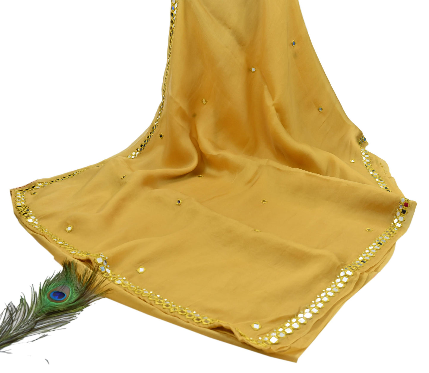 Rare Vintage Mustard Pure Organza Silk Saree Zardozi Hand Embroidered Designer Abu Jani Sari 5.5 Yard Bollywood Party Wear