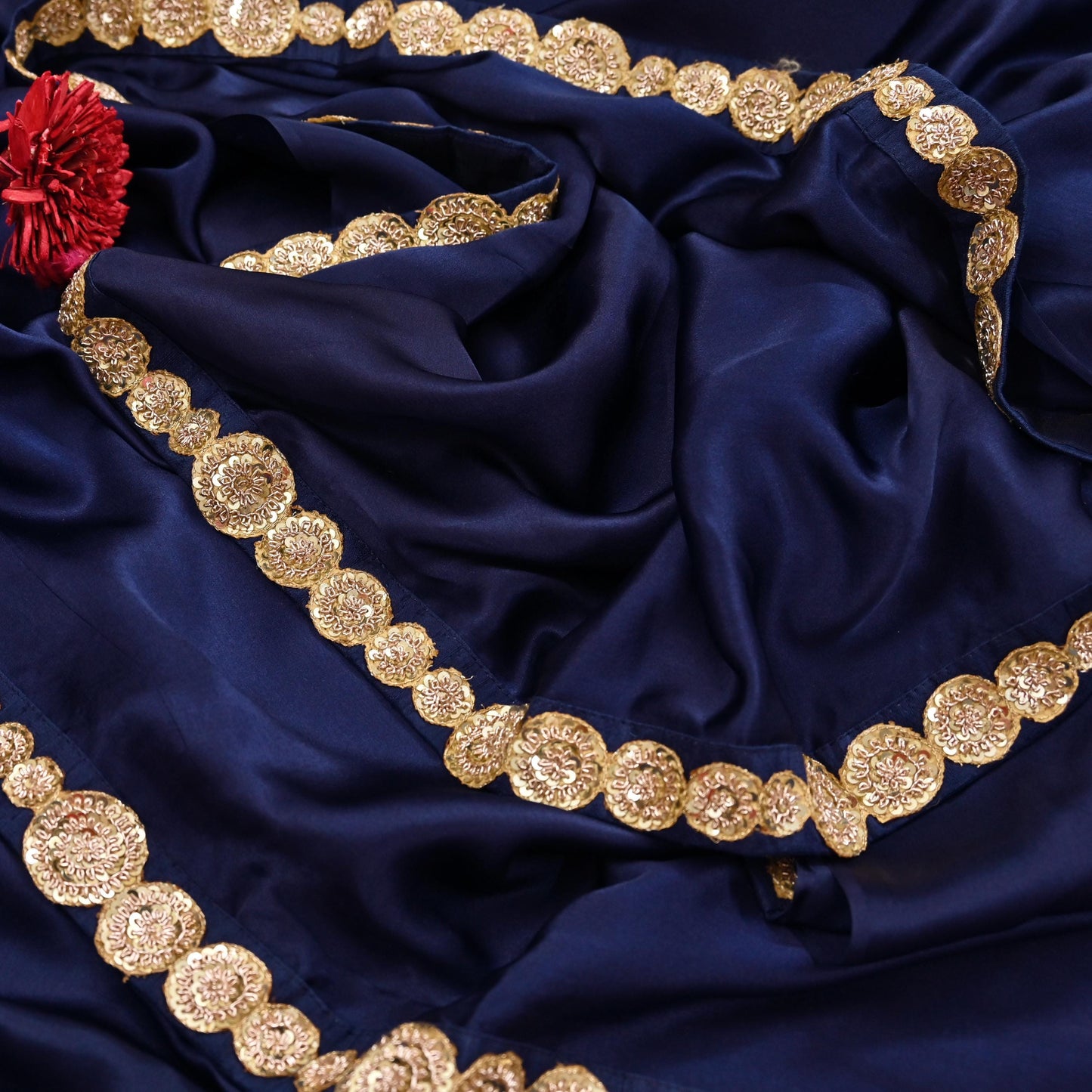 Rare Vintage Blue Pure Satin Silk Saree Zardozi Hand Embroidered Designer Sabyasachi Sari 5.5 Yard Bollywood Party Wear