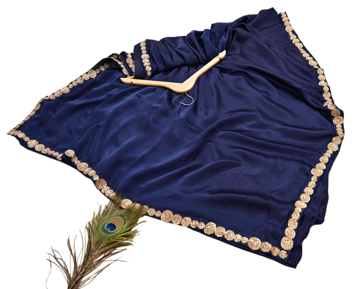 Rare Vintage Blue Pure Satin Silk Saree Zardozi Hand Embroidered Designer Sabyasachi Sari 5.5 Yard Bollywood Party Wear