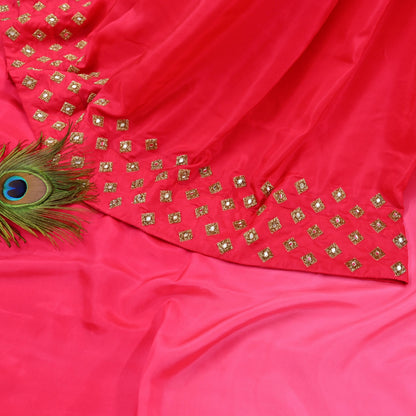 Rare Vintage Pink Pure Silk Saree Hand Embroidered Fabric 6 Yard Sari Bollywood Party Wear Ethnic Designer Saree