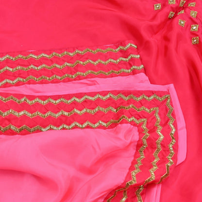 Rare Vintage Pink Pure Silk Saree Hand Embroidered Fabric 6 Yard Sari Bollywood Party Wear Ethnic Designer Saree