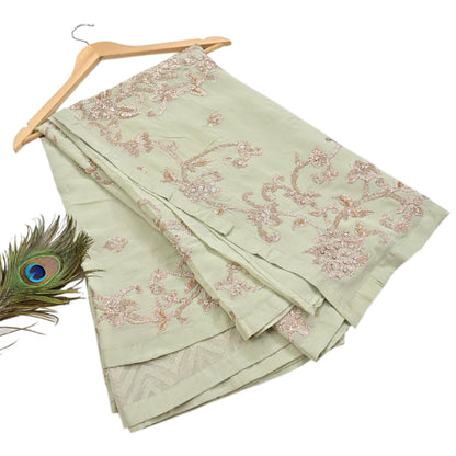 Rare Vintage Green Pure Georgette Silk Saree Hand Embroidered Designer Abu Jani Sari 5.5 Yard Bollywood Party Wear with Blouse fabric