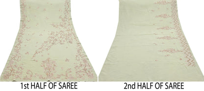 Rare Vintage Green Pure Georgette Silk Saree Hand Embroidered Designer Abu Jani Sari 5.5 Yard Bollywood Party Wear with Blouse fabric