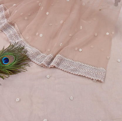 Rare Vintage Pink Net Saree Hand Embroidered Designer Anamika Khanna Sari 6 Yard Bollywood Party Wear