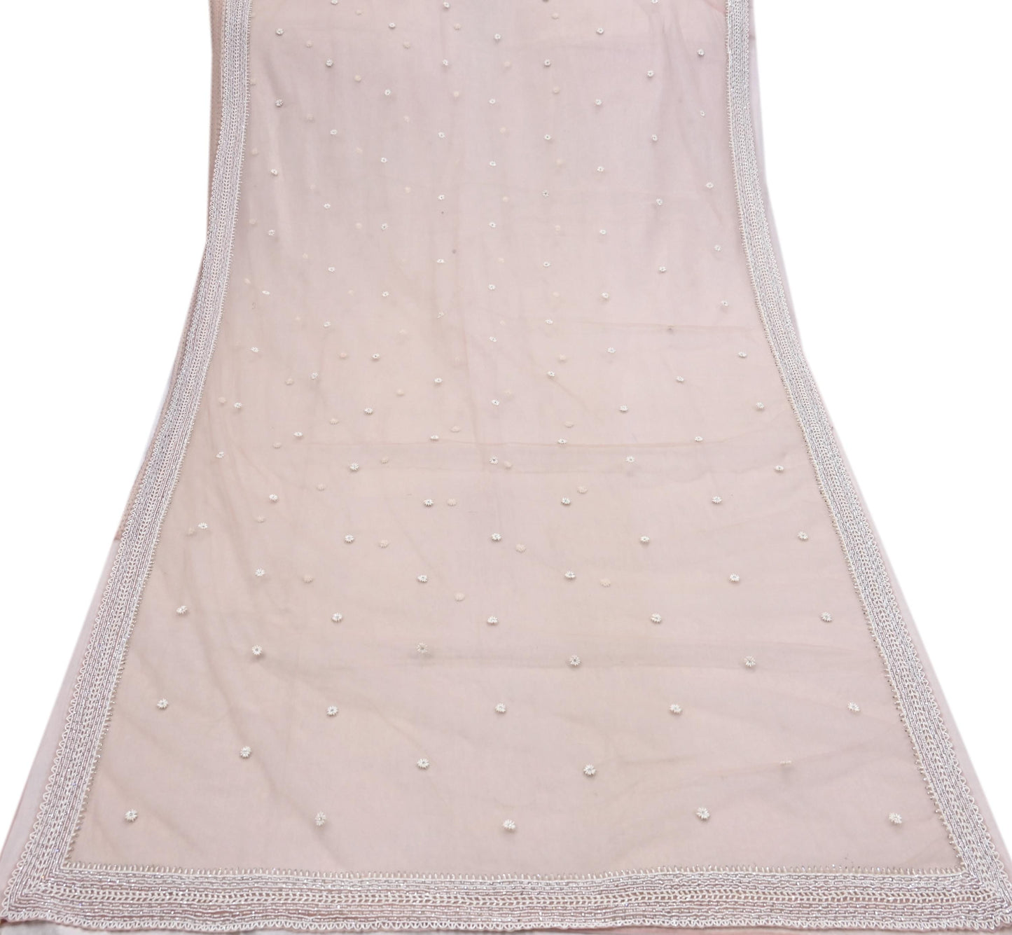Rare Vintage Pink Net Saree Hand Embroidered Designer Anamika Khanna Sari 6 Yard Bollywood Party Wear