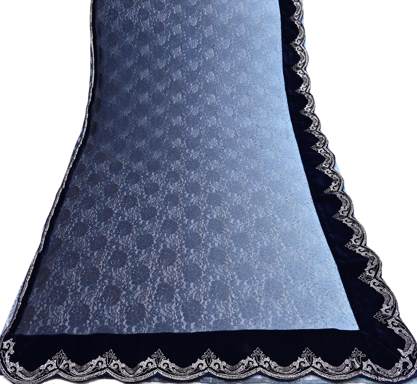 Vintage Blue Net Saree Heavy Hand Embroidery 5.5 Yards Soft Mesh Fabric Ideal for Crafting Wedding Wear Bollywood sarees