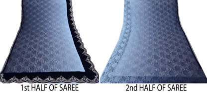 Vintage Blue Net Saree Heavy Hand Embroidery 5.5 Yards Soft Mesh Fabric Ideal for Crafting Wedding Wear Bollywood sarees