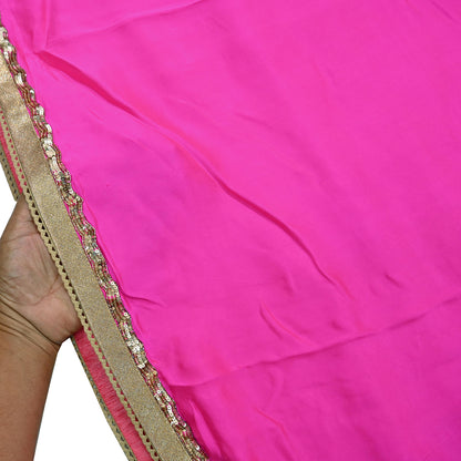 Rare Vintage Pink Pure Satin Silk Saree Hand Embroidered Designer Sabyasachi Sari 5.5 Yard Bollywood Party Wear with Blouse Fabric
