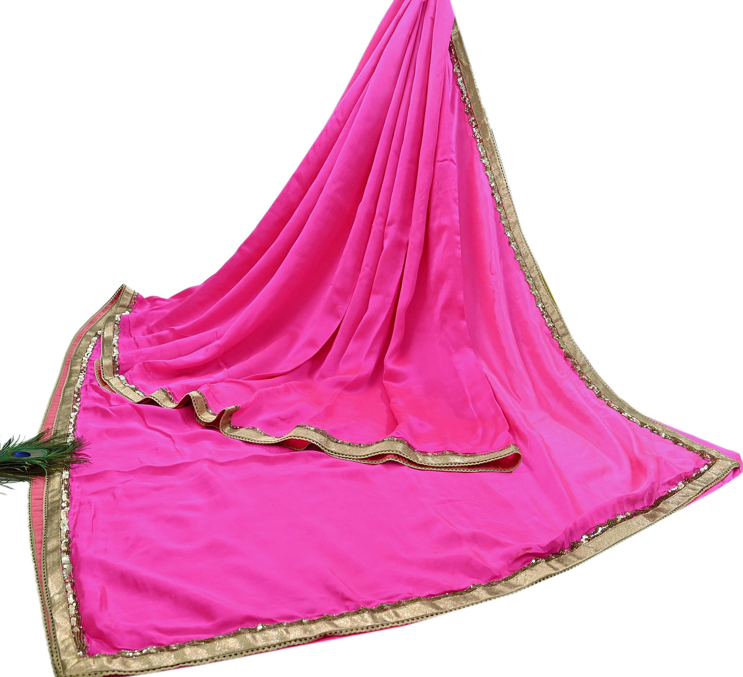 Rare Vintage Pink Pure Satin Silk Saree Hand Embroidered Designer Sabyasachi Sari 5.5 Yard Bollywood Party Wear with Blouse Fabric