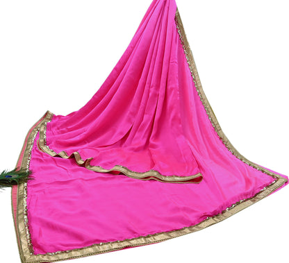 Rare Vintage Pink Pure Satin Silk Saree Hand Embroidered Designer Sabyasachi Sari 5.5 Yard Bollywood Party Wear with Blouse Fabric