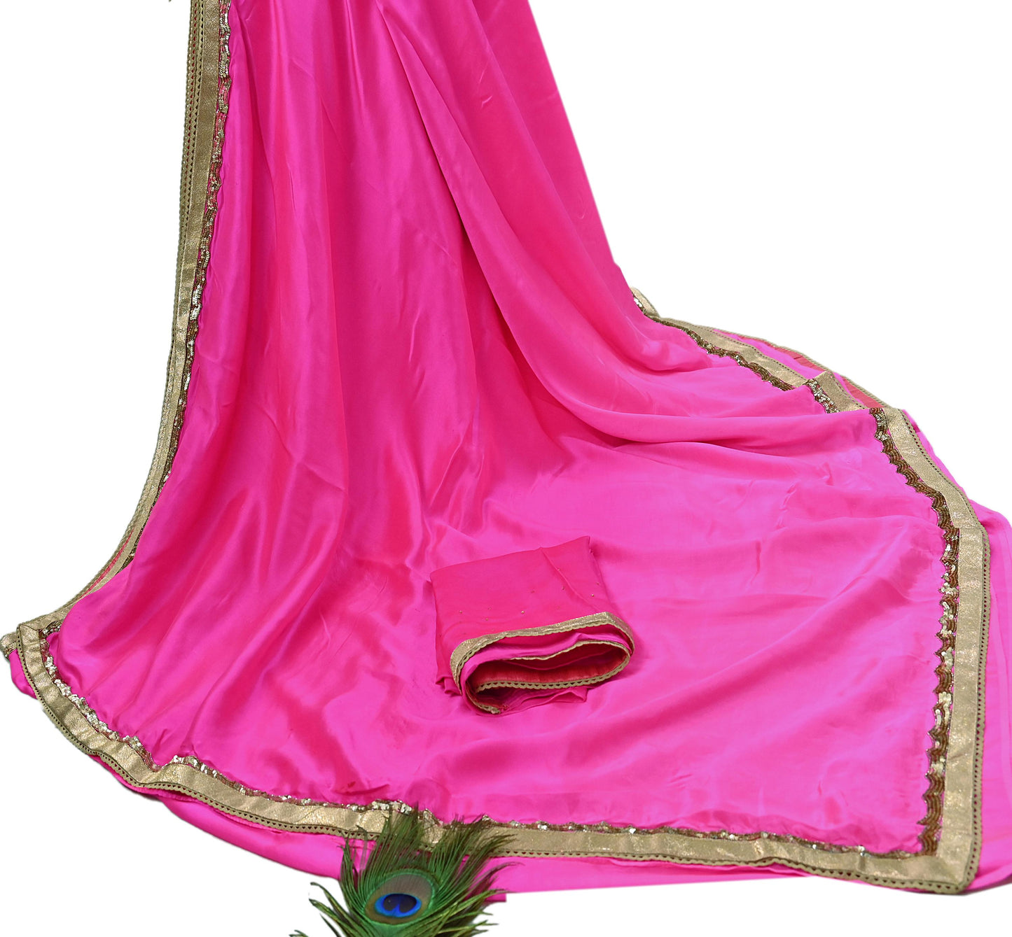 Rare Vintage Pink Pure Satin Silk Saree Hand Embroidered Designer Sabyasachi Sari 5.5 Yard Bollywood Party Wear with Blouse Fabric