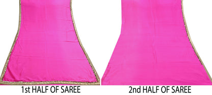 Rare Vintage Pink Pure Satin Silk Saree Hand Embroidered Designer Sabyasachi Sari 5.5 Yard Bollywood Party Wear with Blouse Fabric