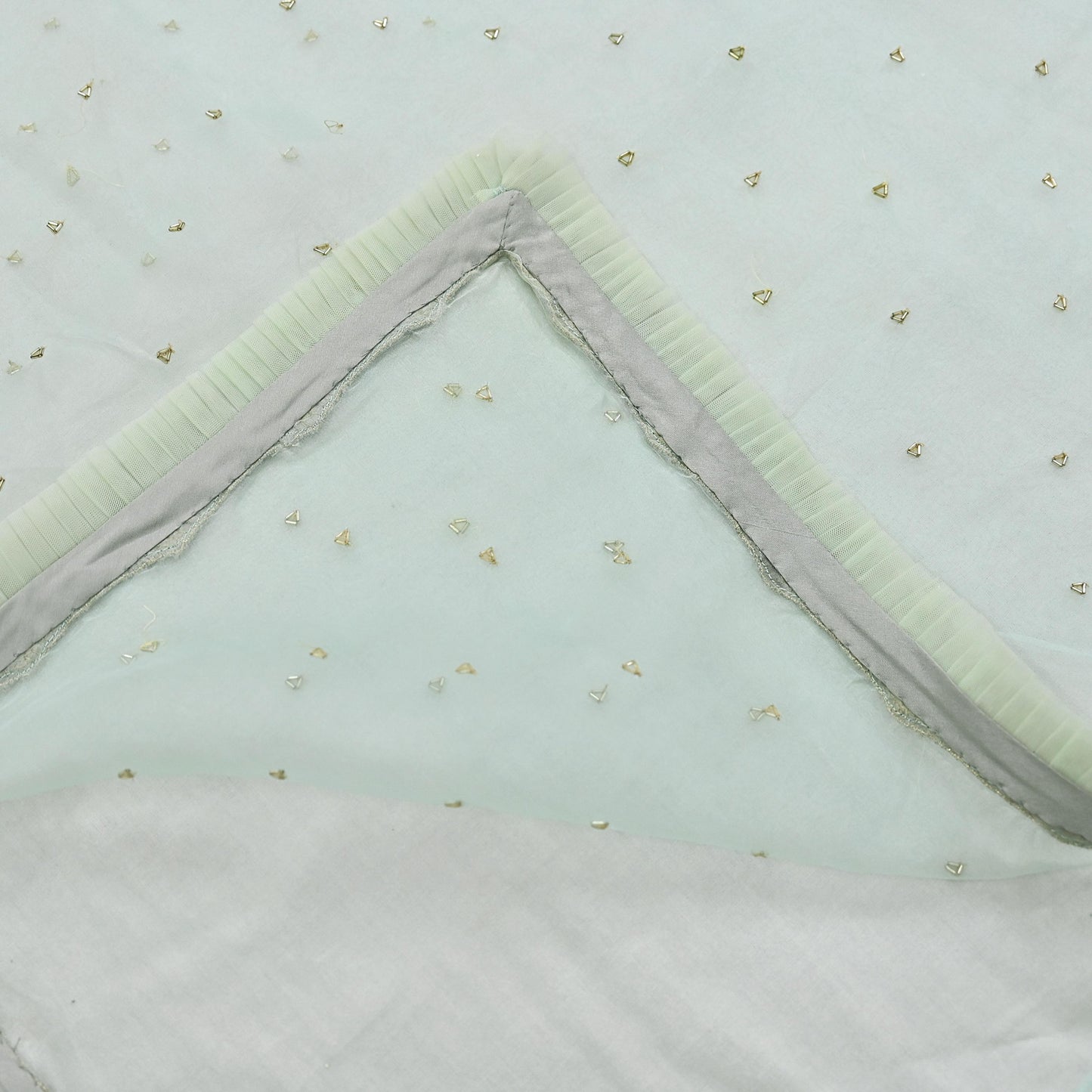 Rare Vintage Green Pure Organza Silk Saree Zardozi Hand Embroidered Designer Abu Jani Sari 6 Yard Bollywood Party Wear