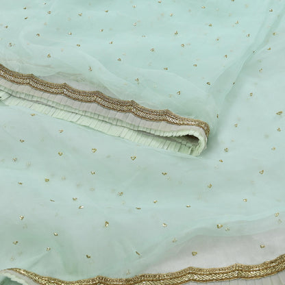 Rare Vintage Green Pure Organza Silk Saree Zardozi Hand Embroidered Designer Abu Jani Sari 6 Yard Bollywood Party Wear