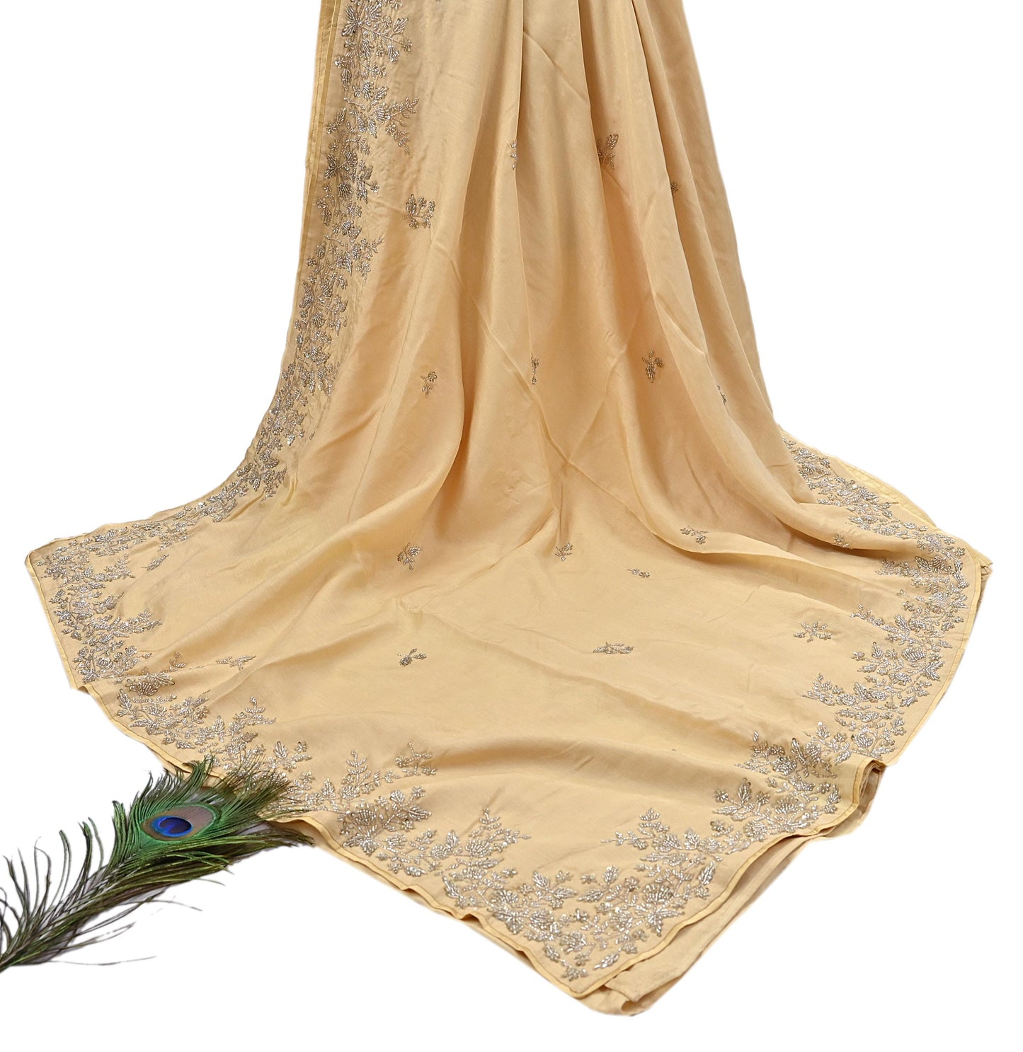 Rare Vintage Yellow Blend Silk Saree Hand Embroidered Fabric 6 Yard Sari Bollywood Party Wear Ethnic Designer Saree