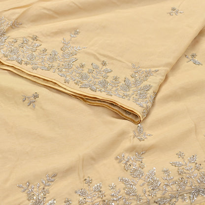 Rare Vintage Yellow Blend Silk Saree Hand Embroidered Fabric 6 Yard Sari Bollywood Party Wear Ethnic Designer Saree