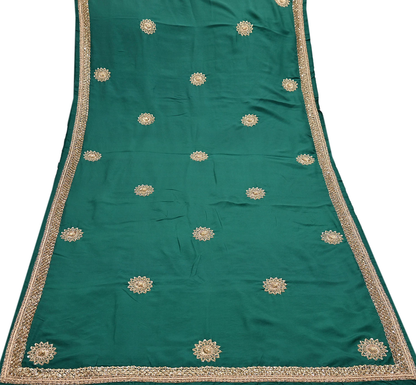 Rare Vintage Bottle Green Pure Silk Saree Zardozi Hand Embroidered Designer Sabyasachi Sari 6 Yard Bollywood Party Wear