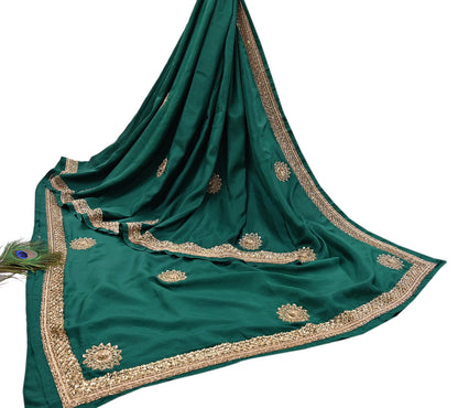 Rare Vintage Bottle Green Pure Silk Saree Zardozi Hand Embroidered Designer Sabyasachi Sari 6 Yard Bollywood Party Wear