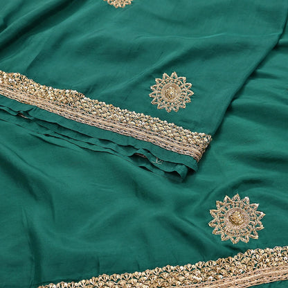 Rare Vintage Bottle Green Pure Silk Saree Zardozi Hand Embroidered Designer Sabyasachi Sari 6 Yard Bollywood Party Wear