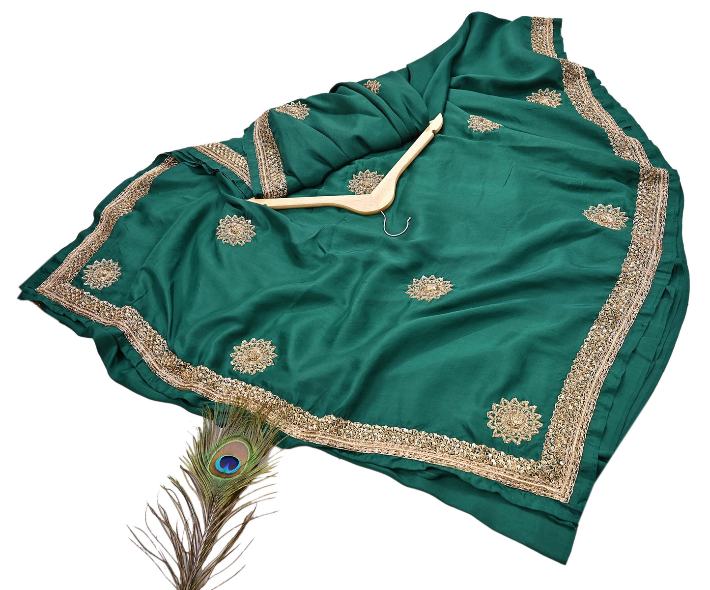 Rare Vintage Bottle Green Pure Silk Saree Zardozi Hand Embroidered Designer Sabyasachi Sari 6 Yard Bollywood Party Wear