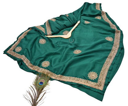 Rare Vintage Bottle Green Pure Silk Saree Zardozi Hand Embroidered Designer Sabyasachi Sari 6 Yard Bollywood Party Wear