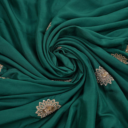 Rare Vintage Bottle Green Pure Silk Saree Zardozi Hand Embroidered Designer Sabyasachi Sari 6 Yard Bollywood Party Wear