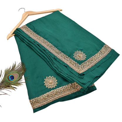Rare Vintage Bottle Green Pure Silk Saree Zardozi Hand Embroidered Designer Sabyasachi Sari 6 Yard Bollywood Party Wear