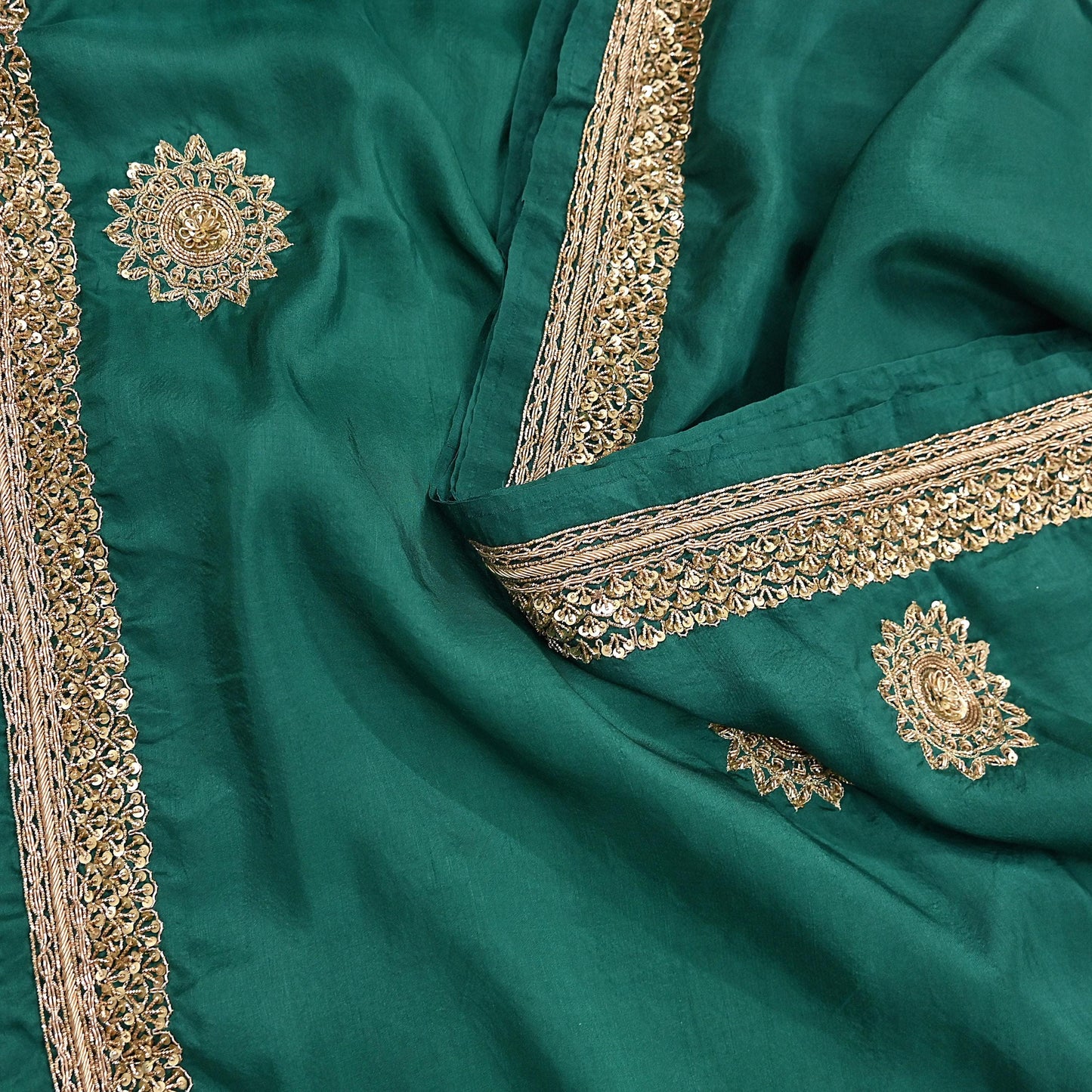 Rare Vintage Bottle Green Pure Silk Saree Zardozi Hand Embroidered Designer Sabyasachi Sari 6 Yard Bollywood Party Wear