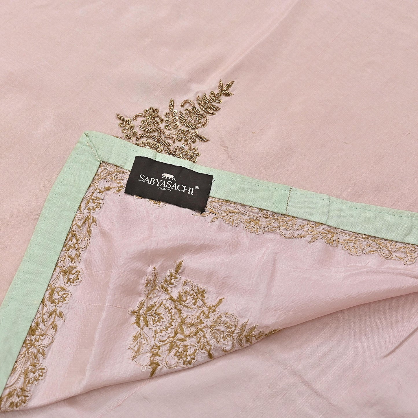 Rare Vintage Peach Pure Silk Saree Zardozi Hand Embroidered Designer Sabyasachi Sari 5.5 Yard Bollywood Party Wear