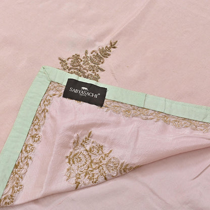 Rare Vintage Peach Pure Silk Saree Zardozi Hand Embroidered Designer Sabyasachi Sari 5.5 Yard Bollywood Party Wear