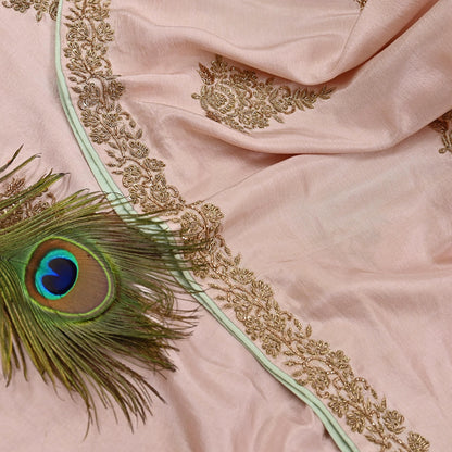 Rare Vintage Peach Pure Silk Saree Zardozi Hand Embroidered Designer Sabyasachi Sari 5.5 Yard Bollywood Party Wear
