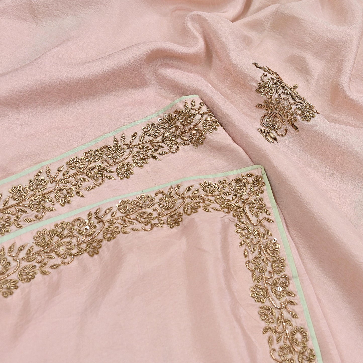 Rare Vintage Peach Pure Silk Saree Zardozi Hand Embroidered Designer Sabyasachi Sari 5.5 Yard Bollywood Party Wear