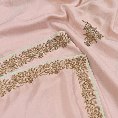 Rare Vintage Peach Pure Silk Saree Zardozi Hand Embroidered Designer Sabyasachi Sari 5.5 Yard Bollywood Party Wear