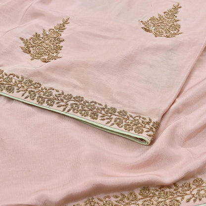 Rare Vintage Peach Pure Silk Saree Zardozi Hand Embroidered Designer Sabyasachi Sari 5.5 Yard Bollywood Party Wear