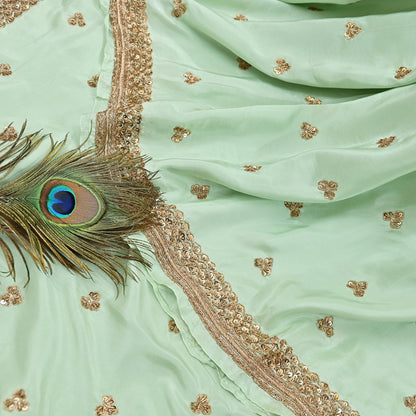 Rare Vintage Pista Green Pure Silk Saree Zardozi Hand Embroidered Designer Sabyasachi Sari 6 Yard Bollywood Party Wear