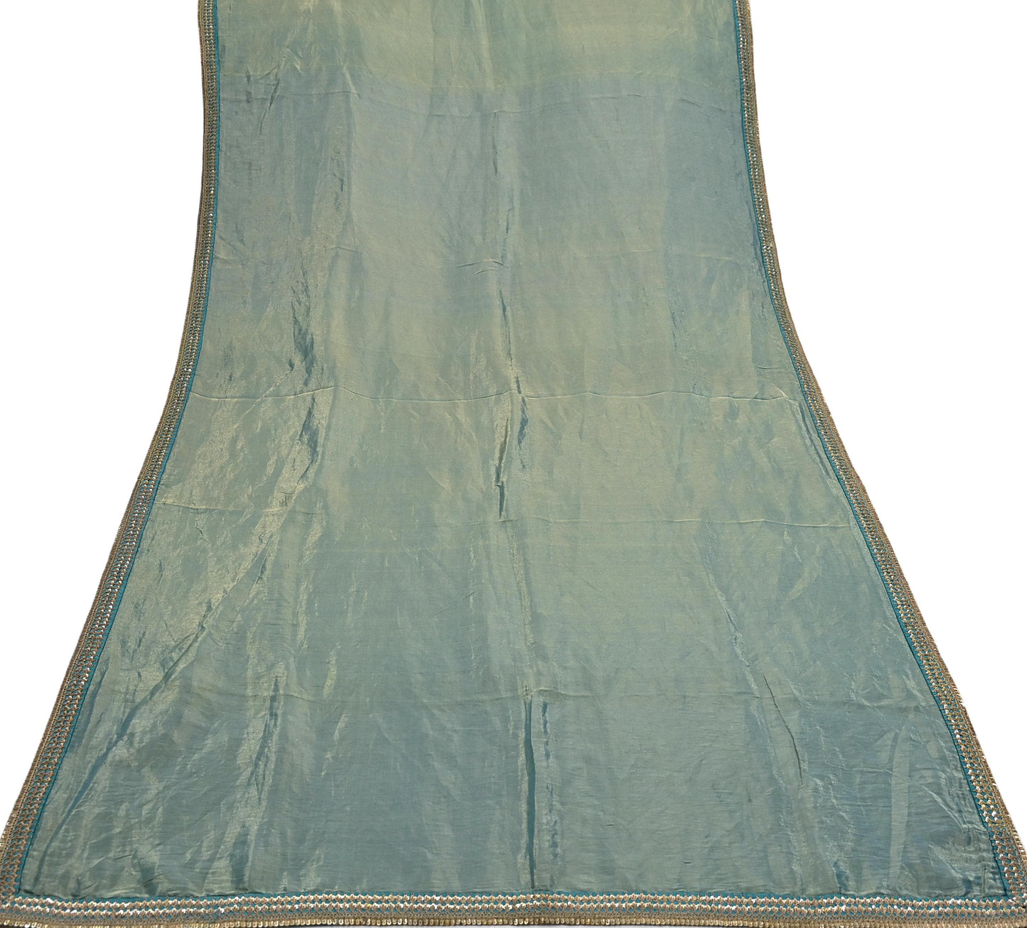 Rare Vintage Golden Green Pure Tissue Silk Saree Zardozi Hand Embroidered Designer Sabyasachi Sari 5.5 Yard Bollywood Party Wear