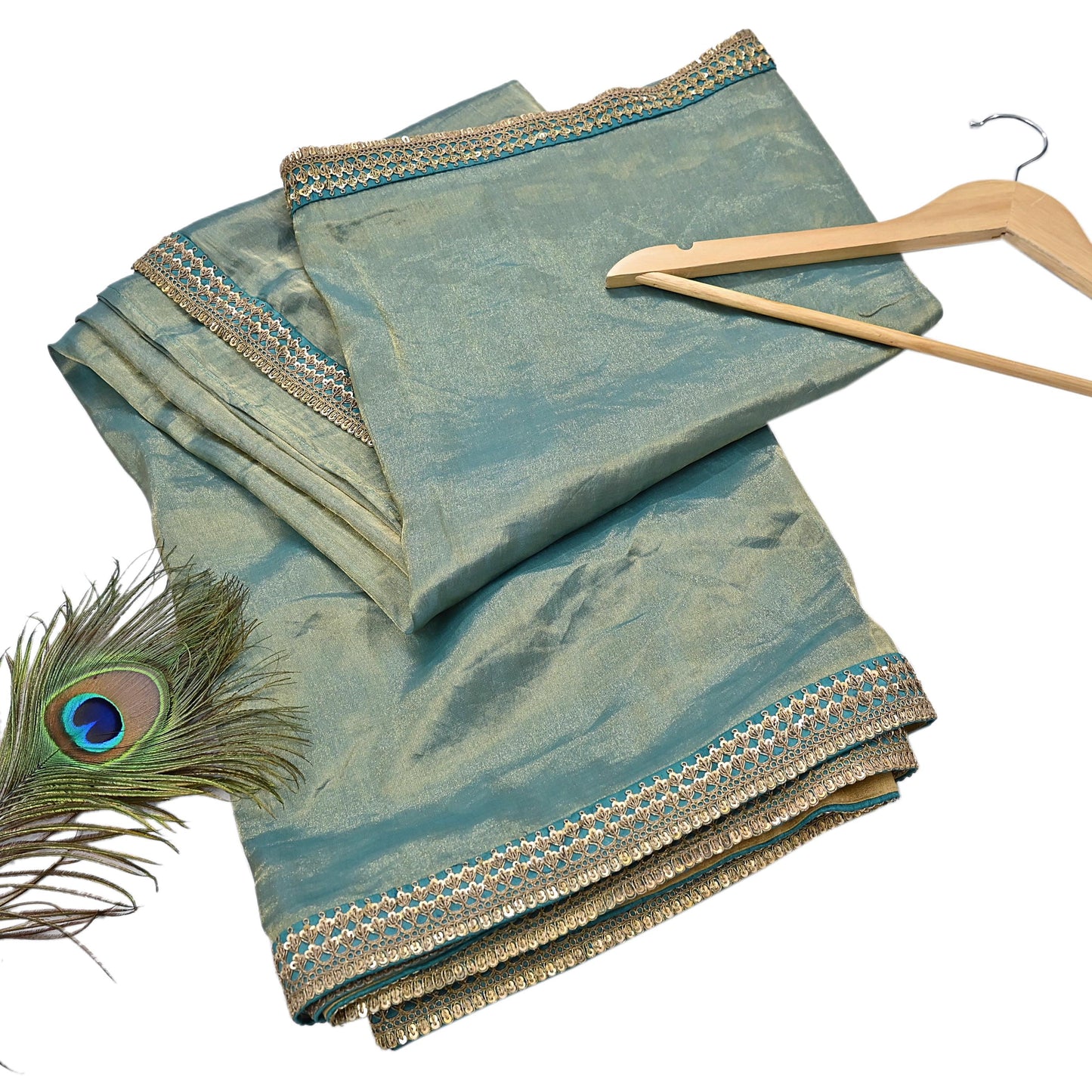 Rare Vintage Golden Green Pure Tissue Silk Saree Zardozi Hand Embroidered Designer Sabyasachi Sari 5.5 Yard Bollywood Party Wear