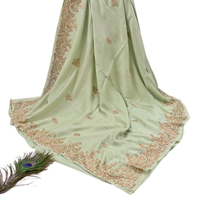 Rare Vintage Green Pure Silk Saree Hand Embroidered Designer Sabyasachi Sari 6 Yard Bollywood Party Wear