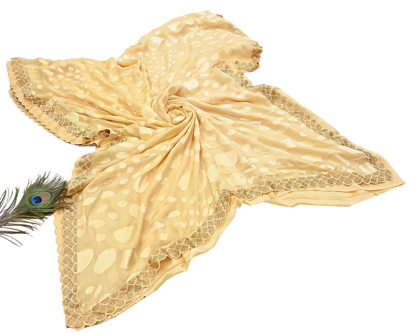 Rare Vintage Yellow Pure Chiffon Silk Saree Hand Embroidered Brasso Fabric 6 Yard Sari Bollywood Party Wear Ethnic Saree with Blouse Fabric