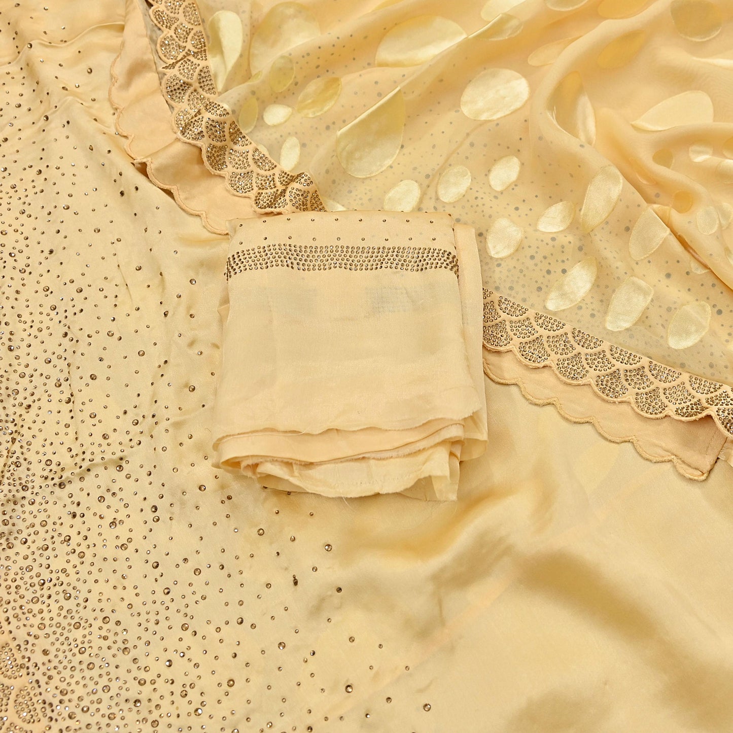 Rare Vintage Yellow Pure Chiffon Silk Saree Hand Embroidered Brasso Fabric 6 Yard Sari Bollywood Party Wear Ethnic Saree with Blouse Fabric